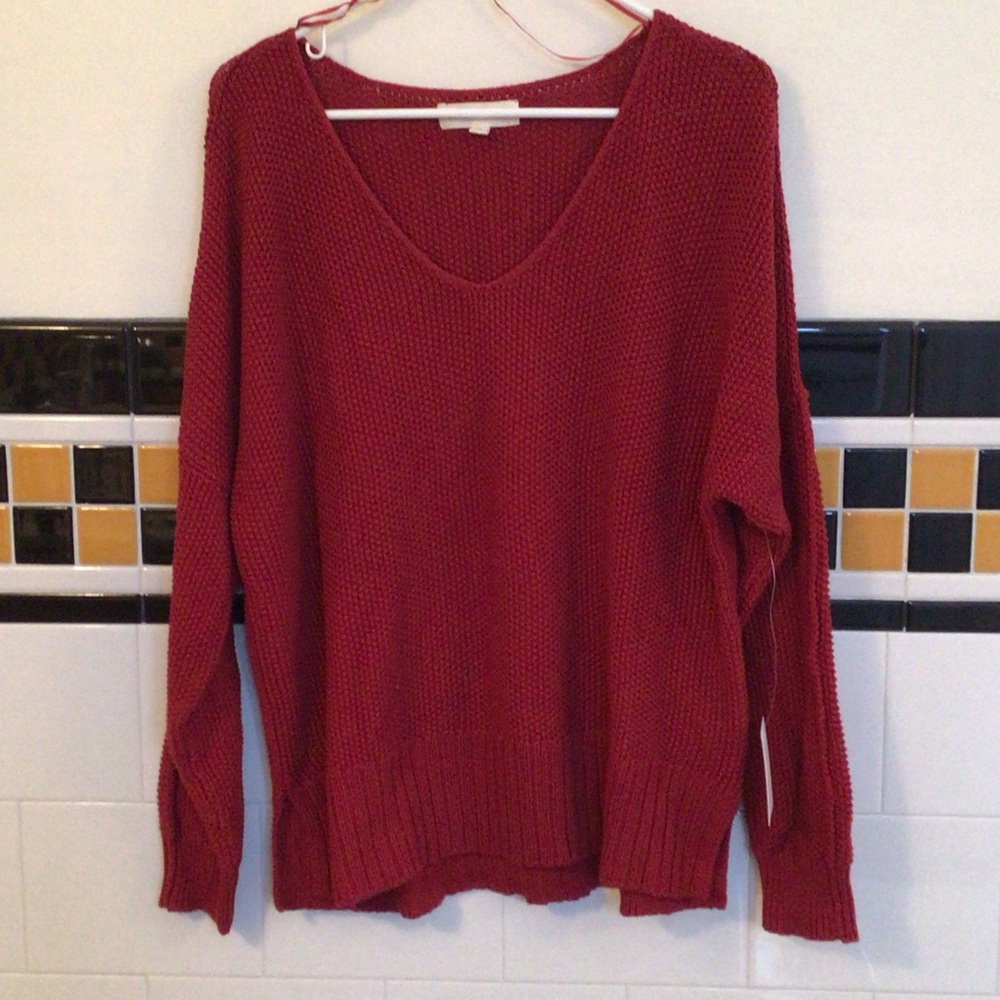 Lucky Brand Red V-Neck Sweater